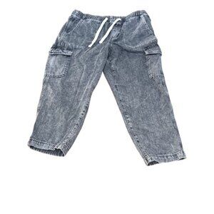 GAP Denim Easy Jeans Large Drawstring Elastic Waist Pants Cargo Grey Pull On Men